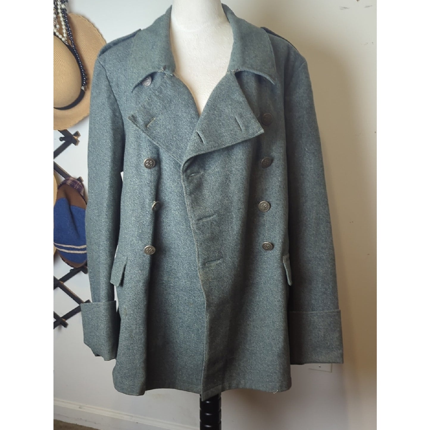 Vintage Swiss Army Wool Jacket Military Unisex Coat Structured Tailored Wool