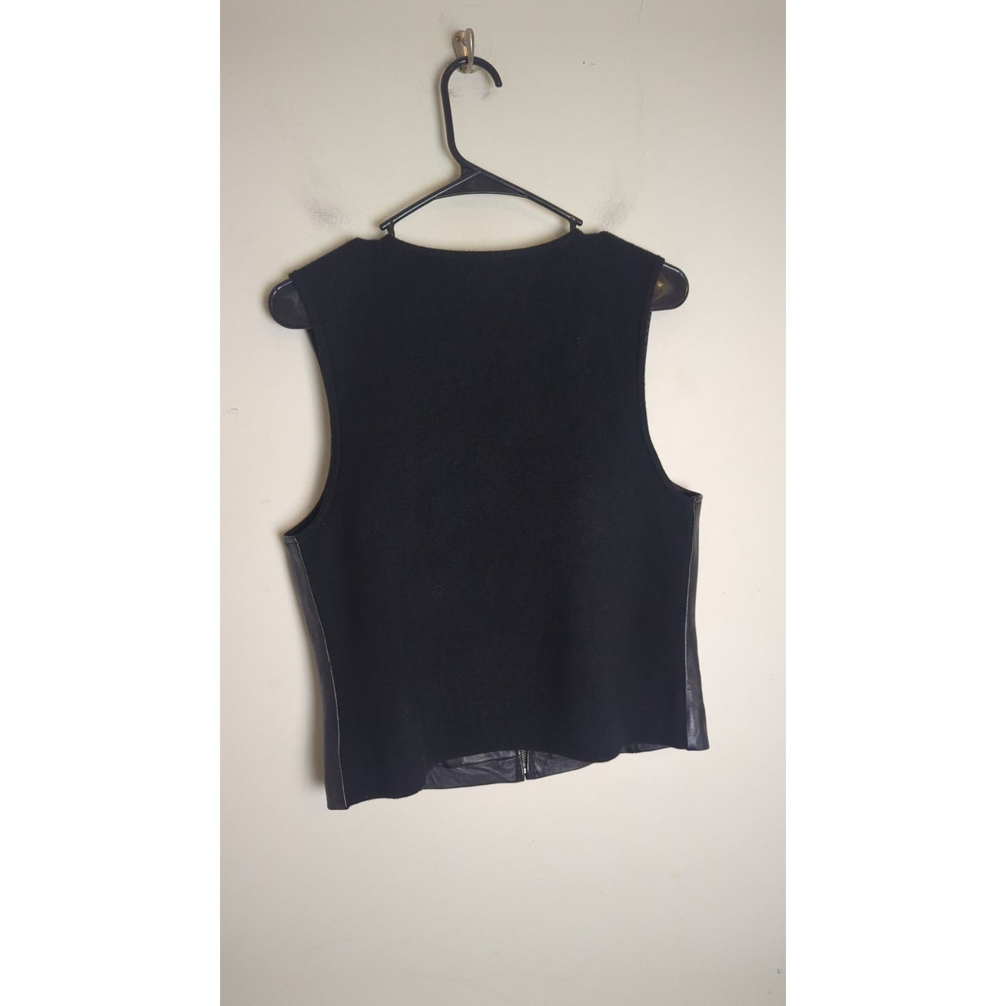 Vintage 90s Lambskin Leather Zip-Up Vest Black Biker Goth Women's Medium