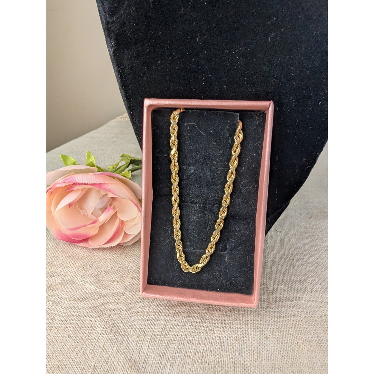 Vintage 14K Yellow Gold Solid Rope Chain Necklace 14 Grams 585 3.5mm