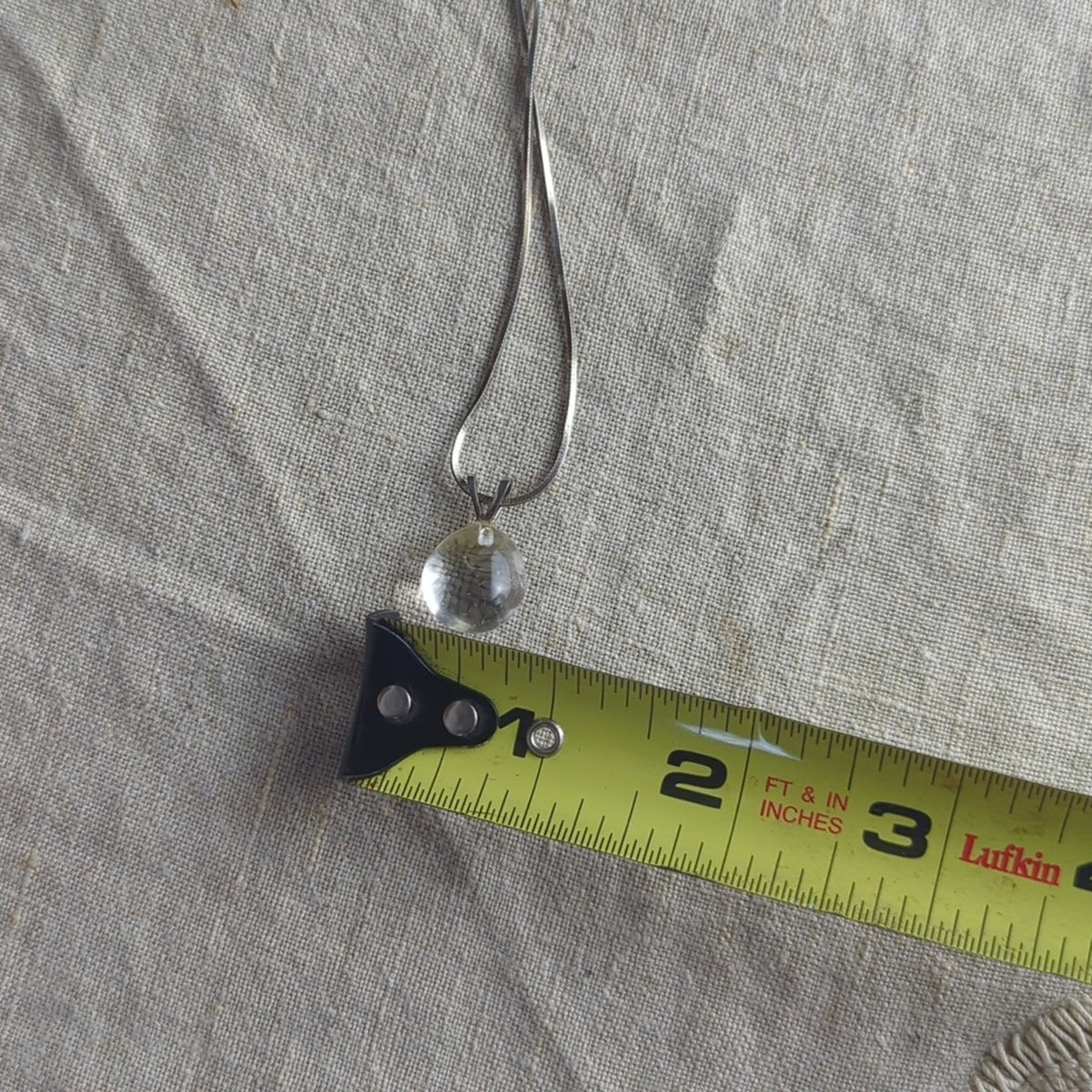 Clear Quartz Orb Necklace 925 Italy Sterling Silver Snake Chain Minimalist