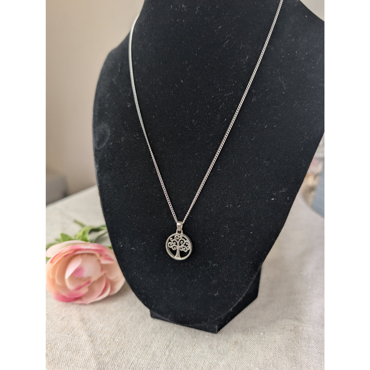 Vintage Marathon Co. Sterling Silver Chain with 925 IA Filigree Tree of Life Pendant, Estate Jewelry Necklace, Gift for Her