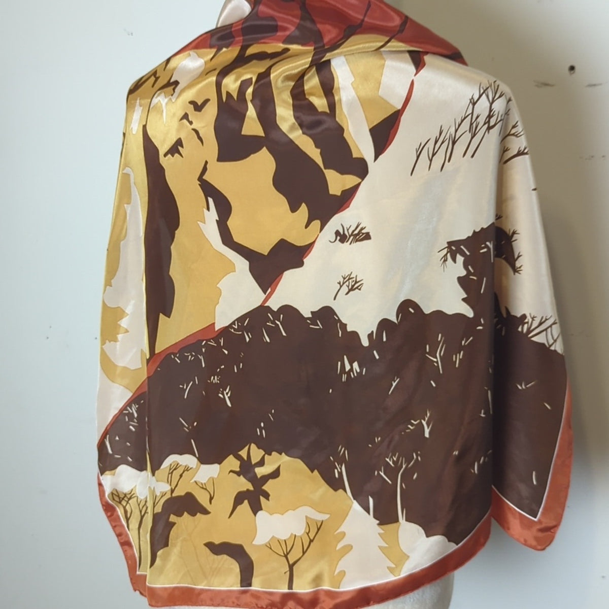 Vintage Desert Canyon Scenic 80's- 90s Western Landscape Satin Scarf