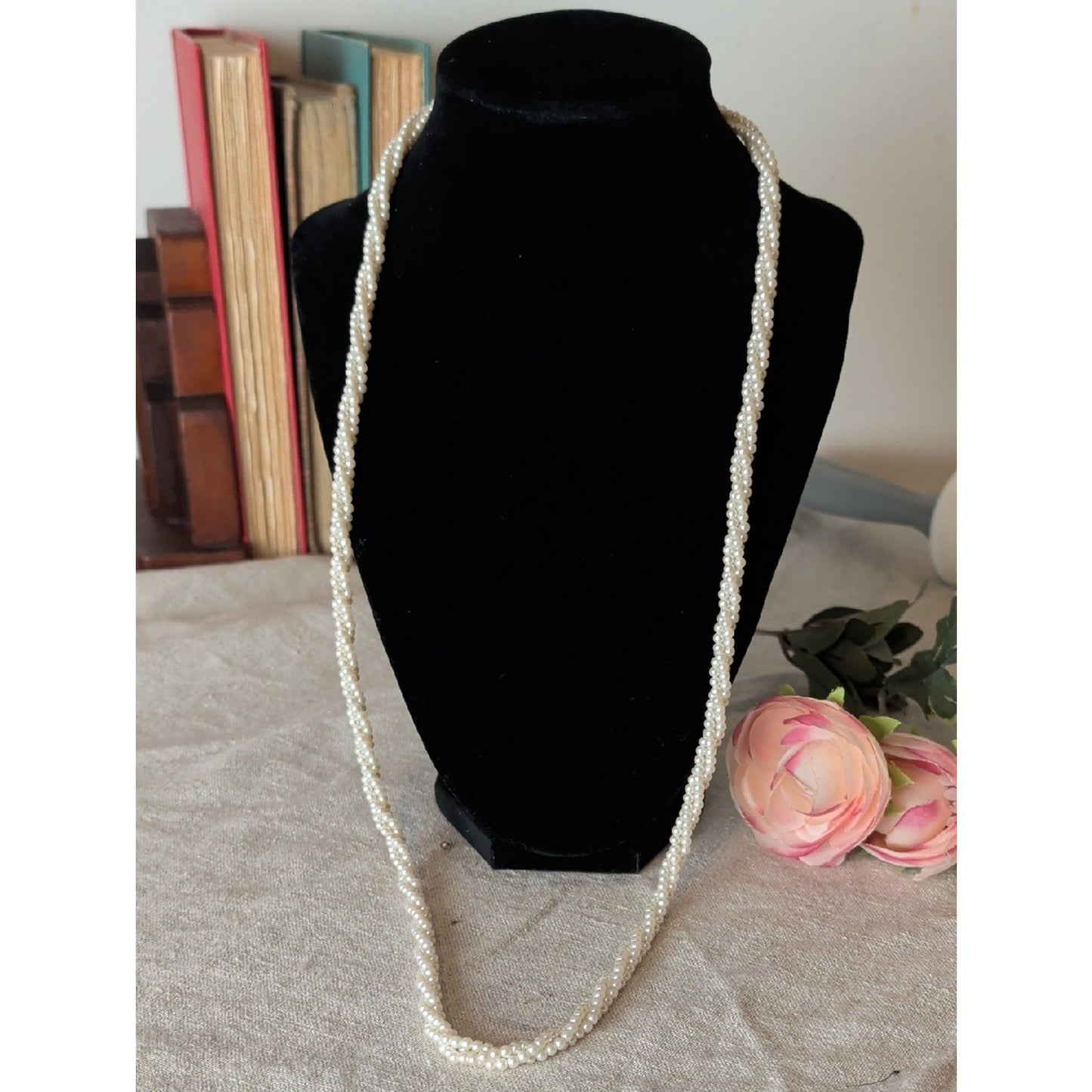 Vintage Twisted Faux Pearl Necklace Multi Strand Mid Century Glam