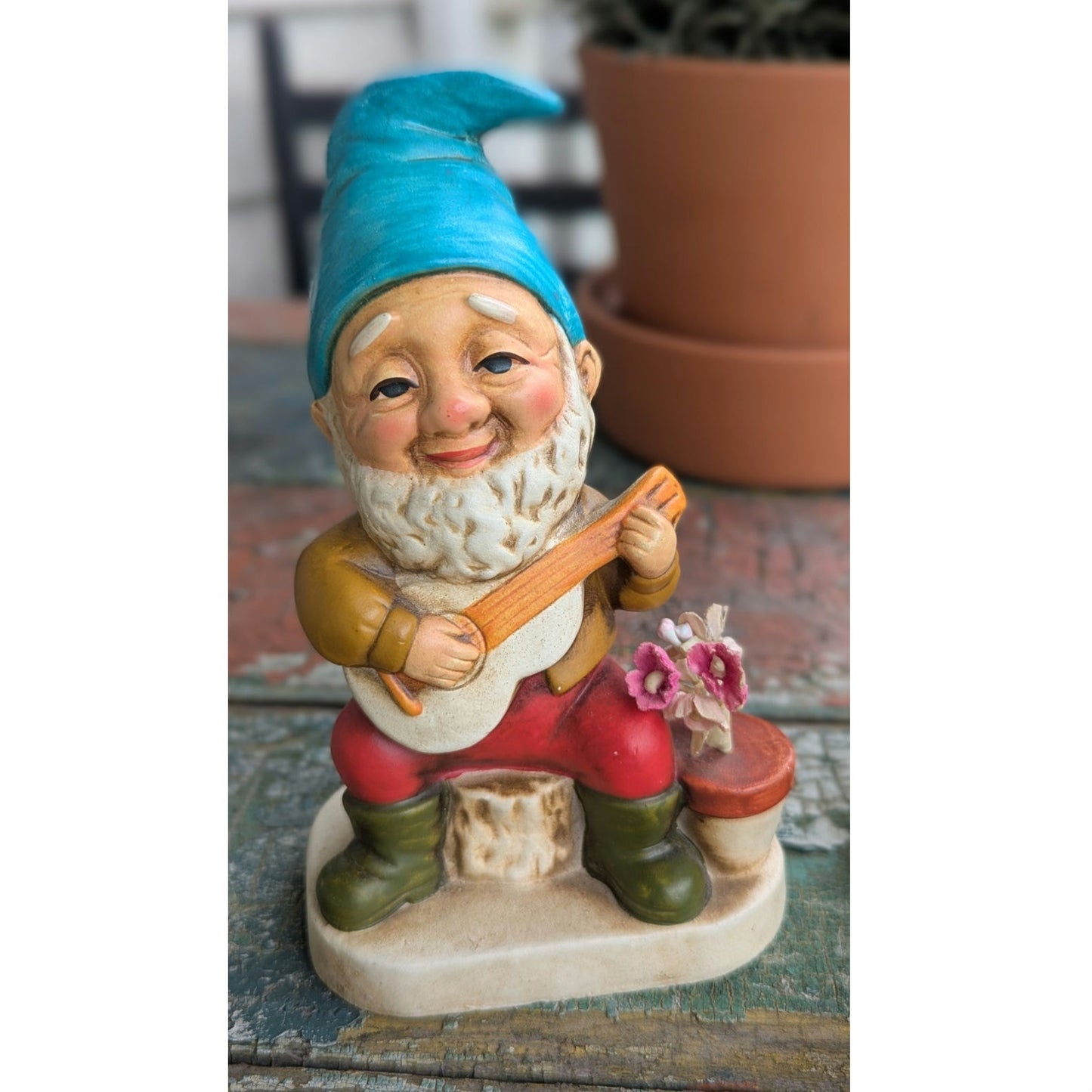 VTG 1970's Happy Musician Gnomes Cottage Fairy Whimsical Figures