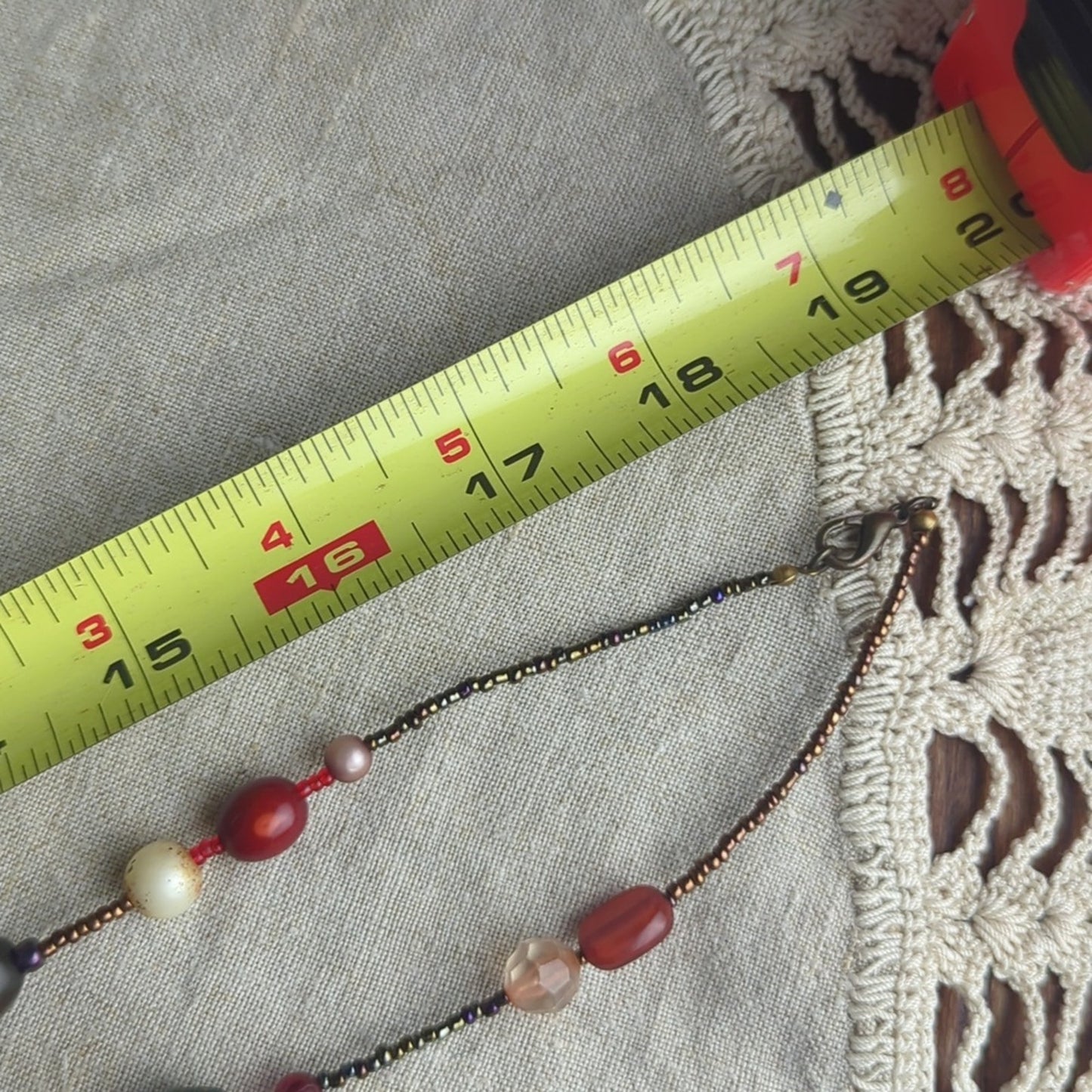 Eclectic Beaded Necklace Mixed Stone Glass Pearl Boho Statement Necklace Earthy