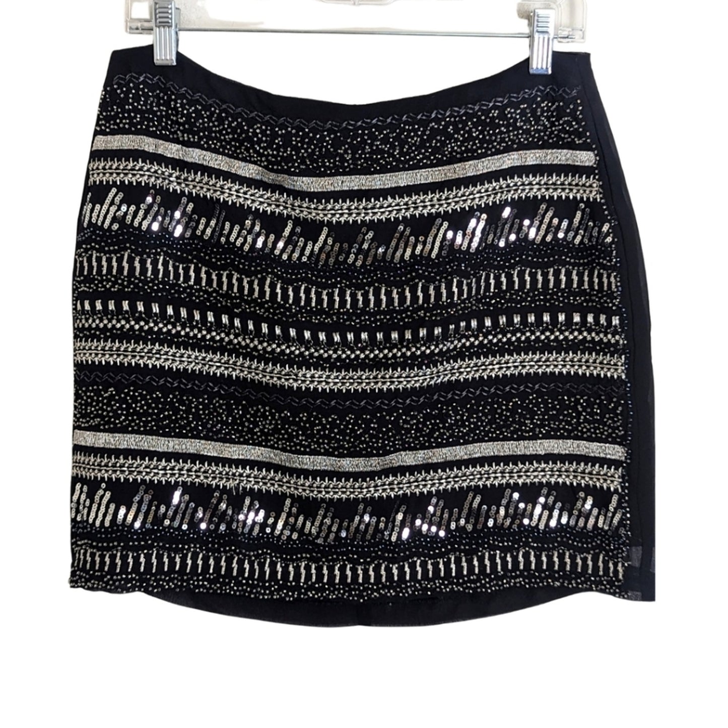 Festival Beaded Sequenced Embroidered Mini Skirt Women's Size 10