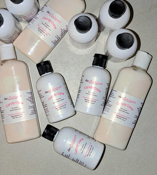 Candy Cane Moisturizing Lotion 3.5 oz & 7.4oz Anti-inflammatory Madder Root Clay Essential oils Peppermint Orange & Cinnamon