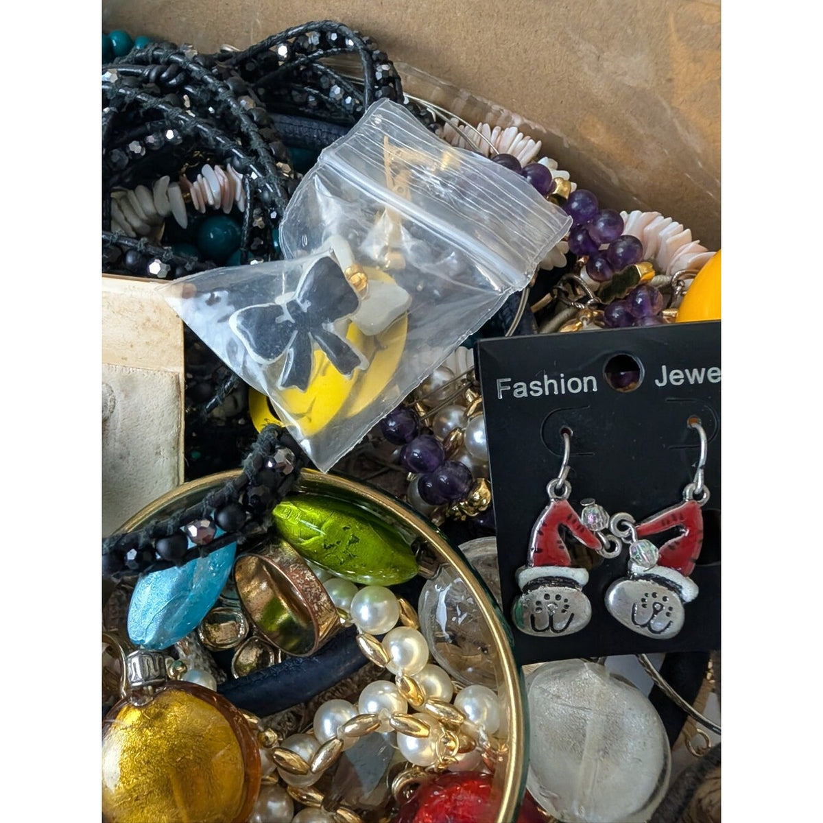 2 Lbs Curated Boho Jewelry Lot Glass Beads Bracelets Earrings Eclectic Reseller