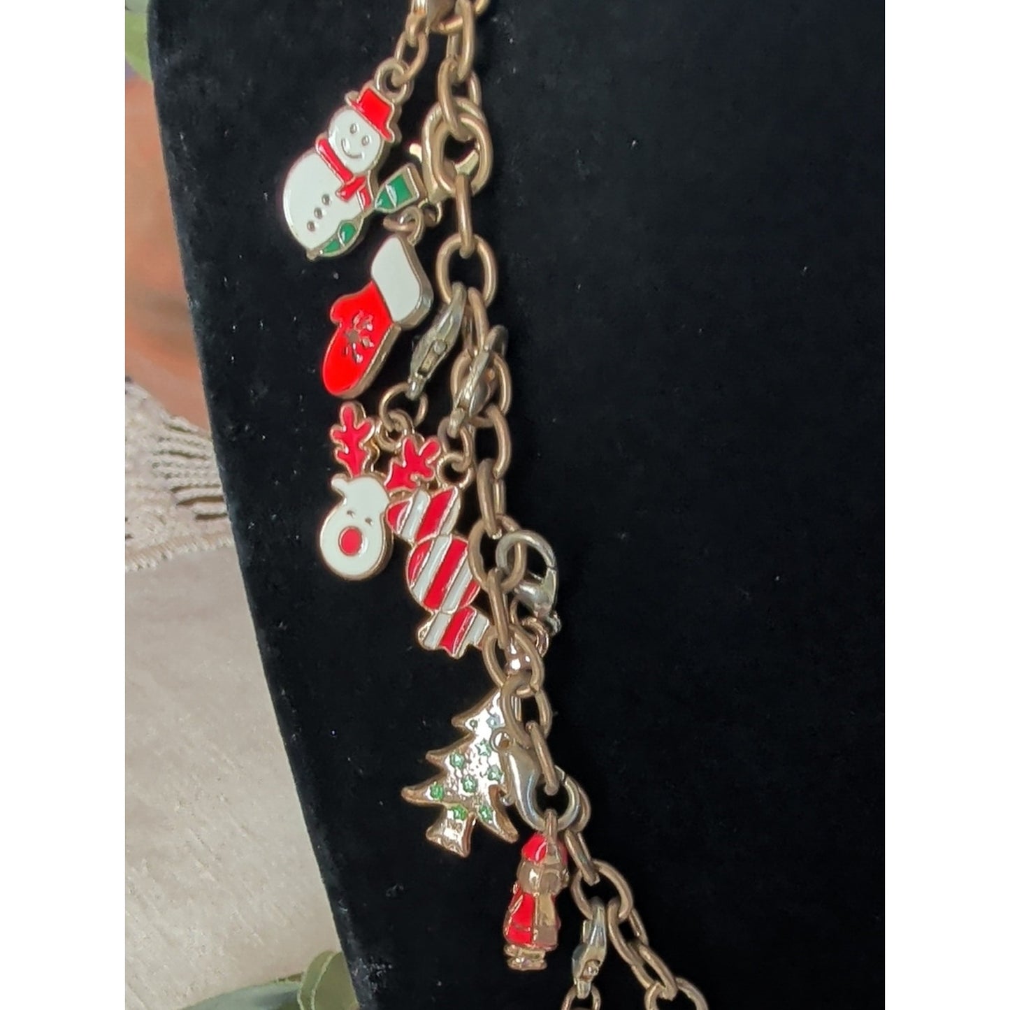 Vintage Christmas Charm Necklace Eclectic Holiday Charm Necklace Whimsical