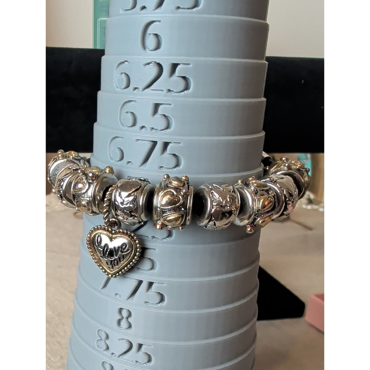 Heart Charm Bracelet Black Braided Leather European Bead Bracelet Romantic