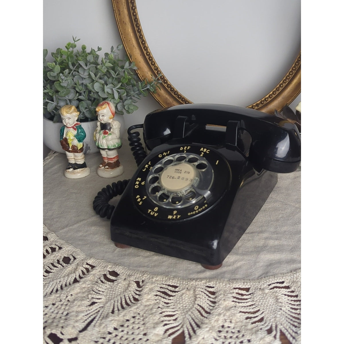 Vintage Black Rotary Telephone Nostalgia 1950s Mid Century Desk Phone
