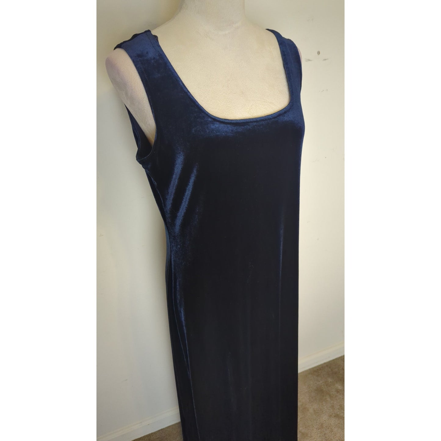 Vintage Whimsigoth Dark Navy Velvet Maxi Dress Women's Medium