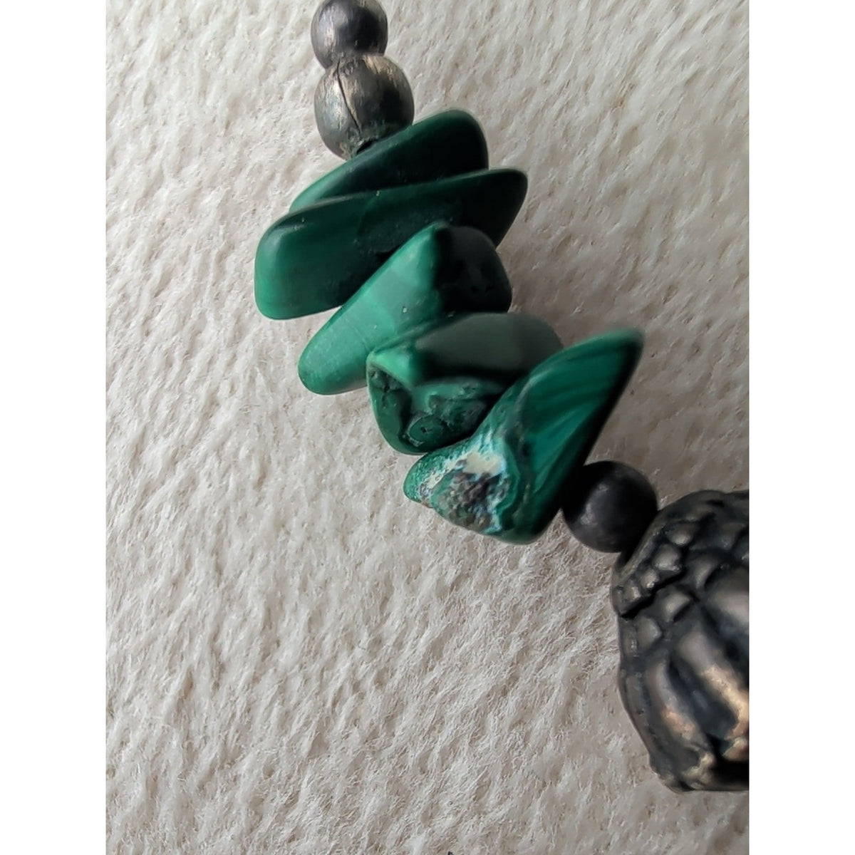 Southwestern Turquoise Color Beaded Necklace Sterling Silver Closure Boho