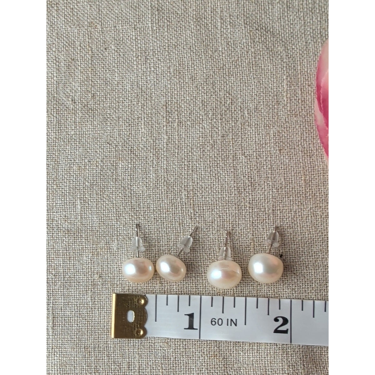 Genuine Pearl Sterling Silver Stud Earrings 2 Pair Set Classic Fine Jewelry