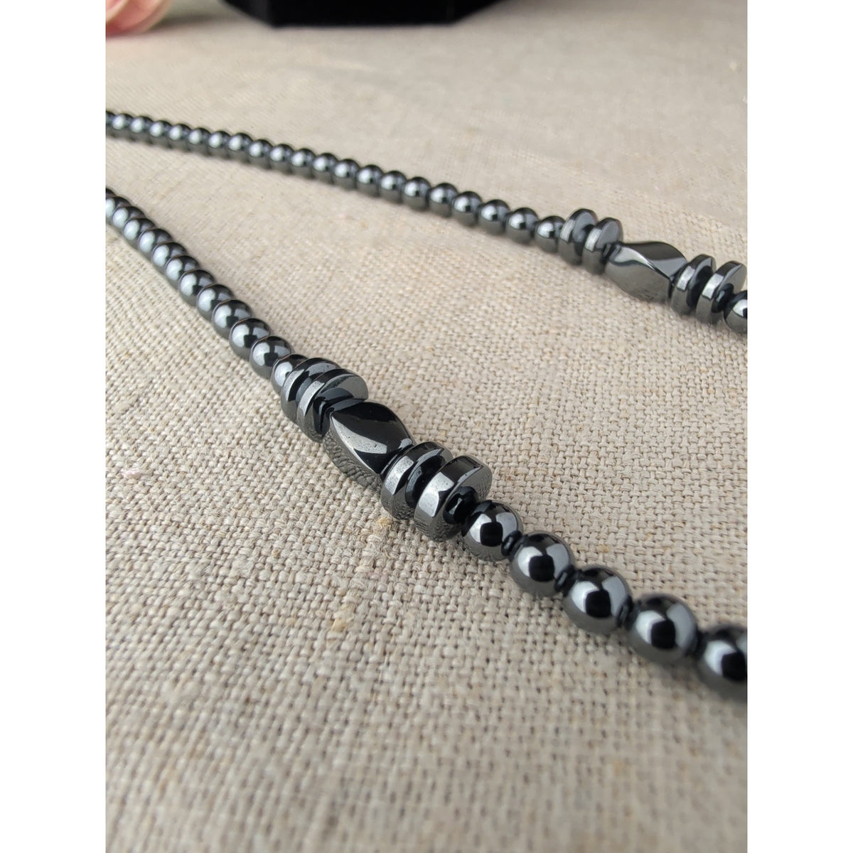 Natural Hematite With Dyed Howlite Crackled Turquoise Pendant  Necklace