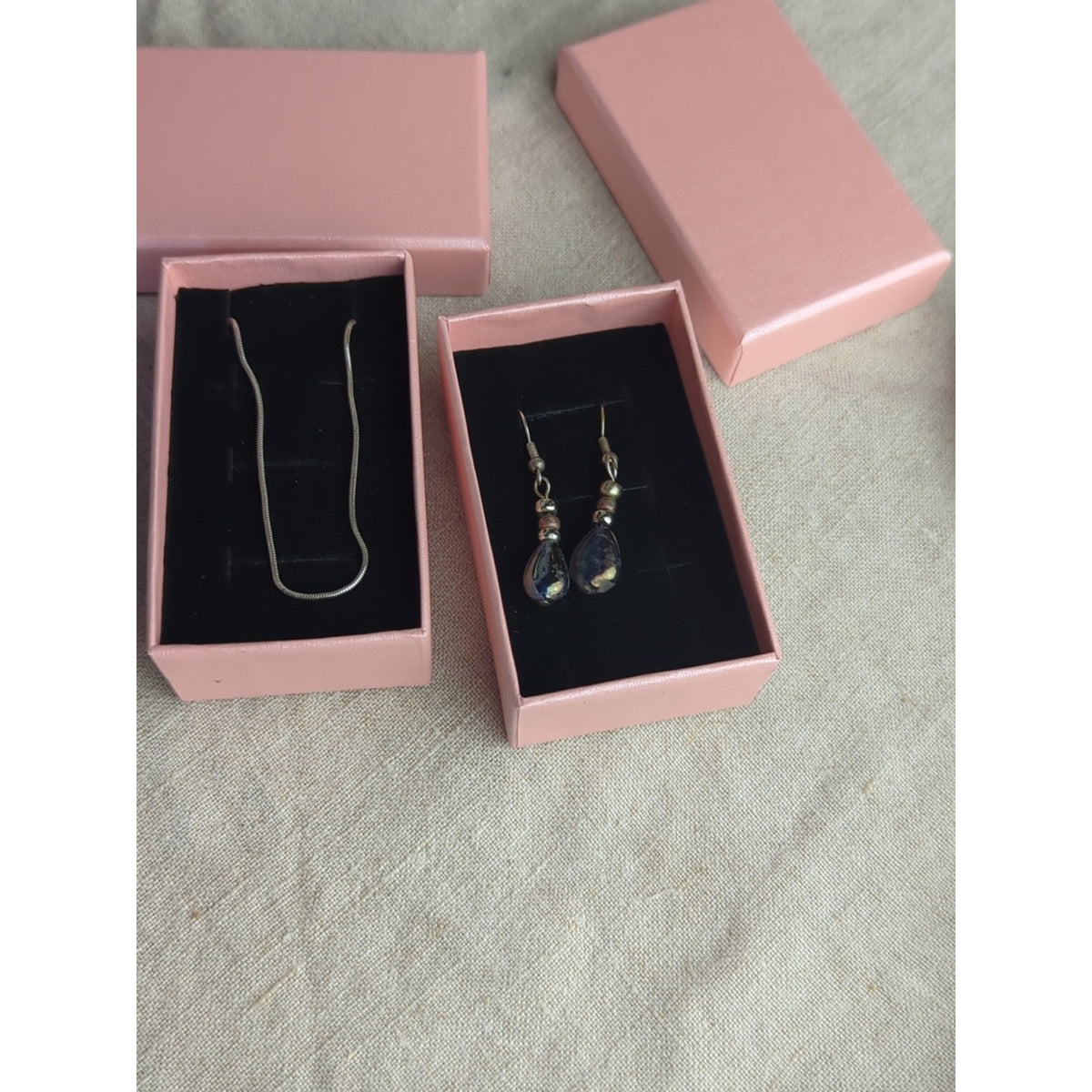 Y2K Sterling Silver Necklace & Iridescent Pearl Drop Earrings Set | Early 2000s