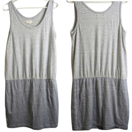 Linen Blend Slip-on Beachy Midi Sleeveless Dress Women's Medium