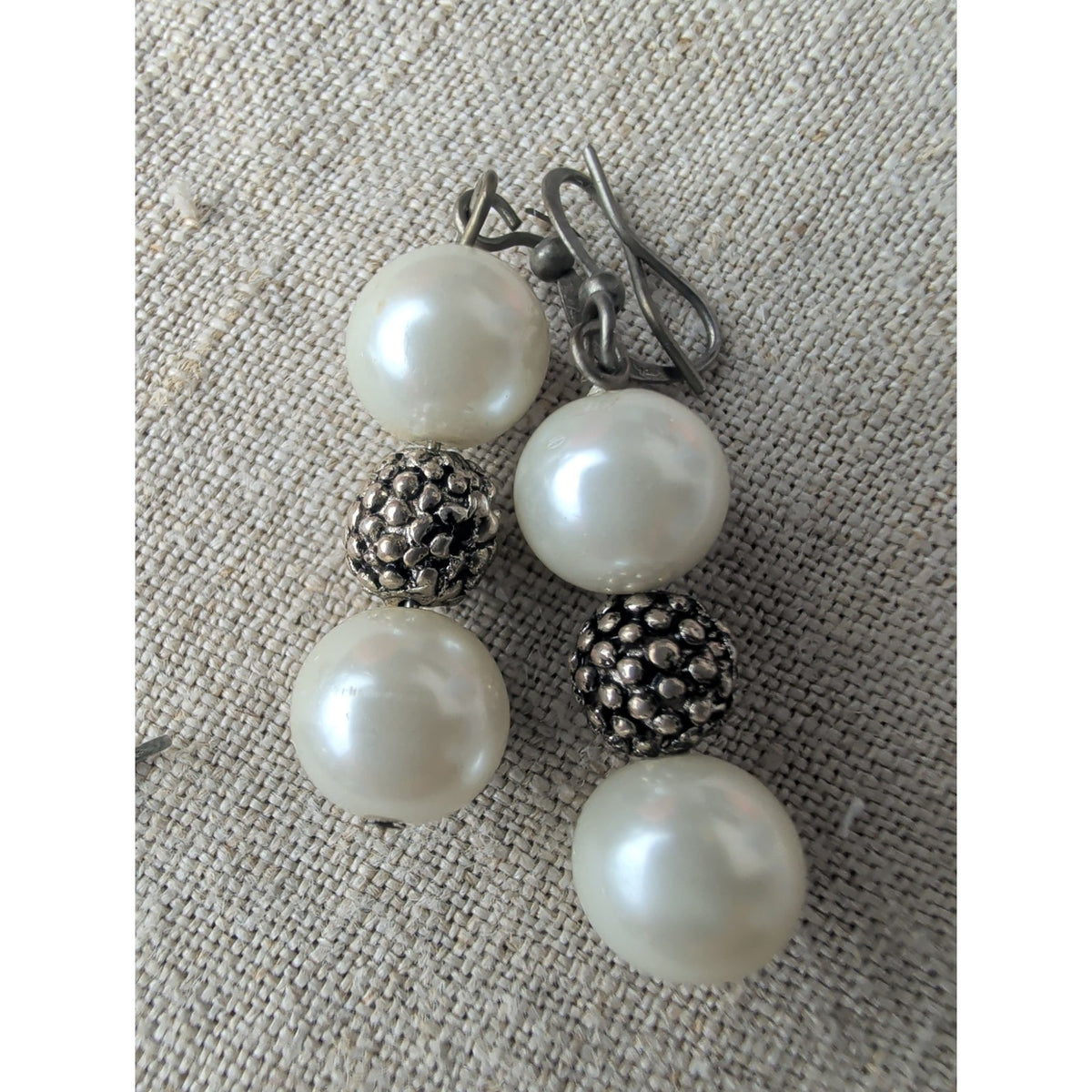Seven Pair Earring Set Boho Tribal Silver Tone Faux Pearl /Turquoise