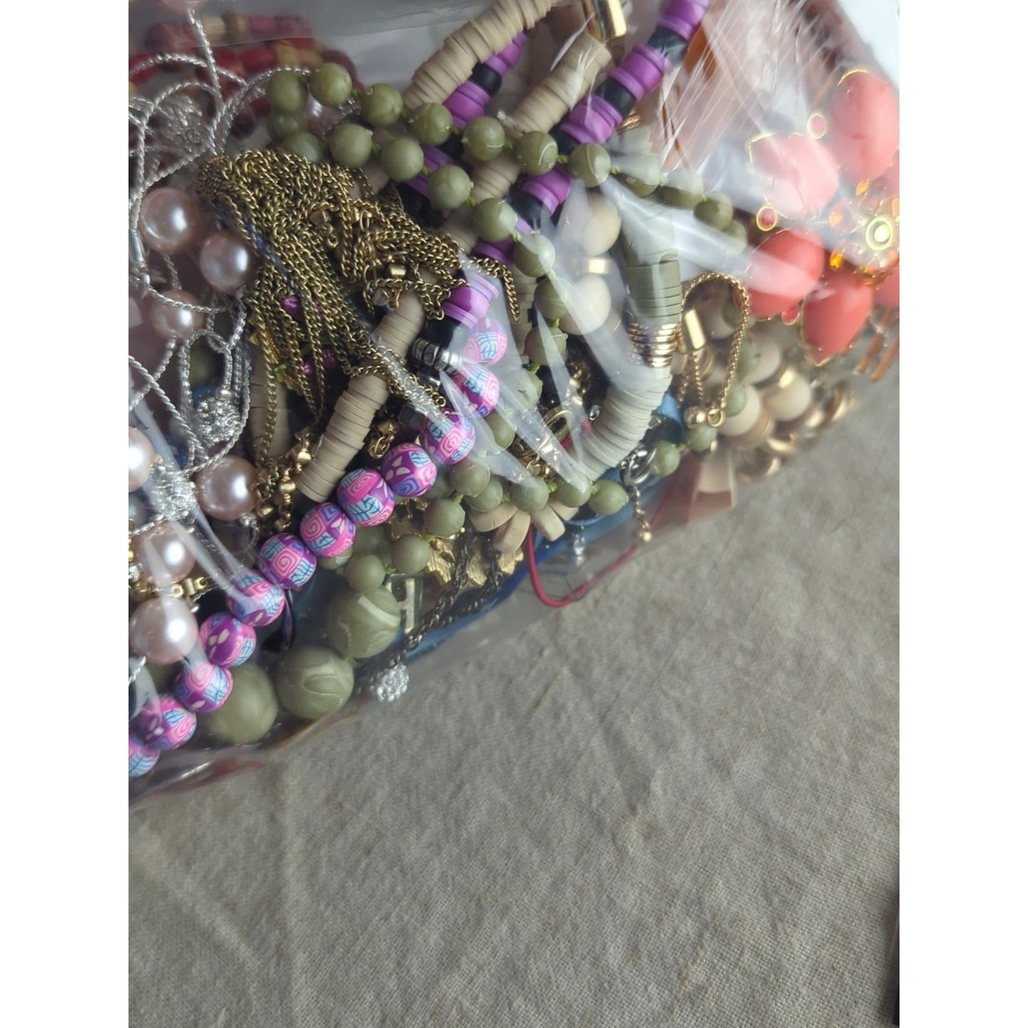 Mystery Lot 2lbs Costume Jewelry Mostly Wearable Some Mismatched Craft Resell
