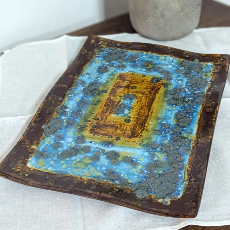 Wabi-Sabi Inspired Studio Pottery Platter Handmade Sculptural Ceramic Art Organic Modern 11x8