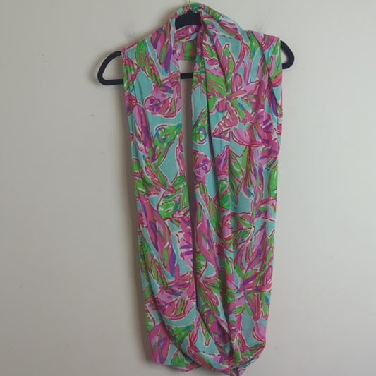 Lilly Pulitzer Infinity Scarf Pink Turquoise Style #4628 Tropical Resort Wear
