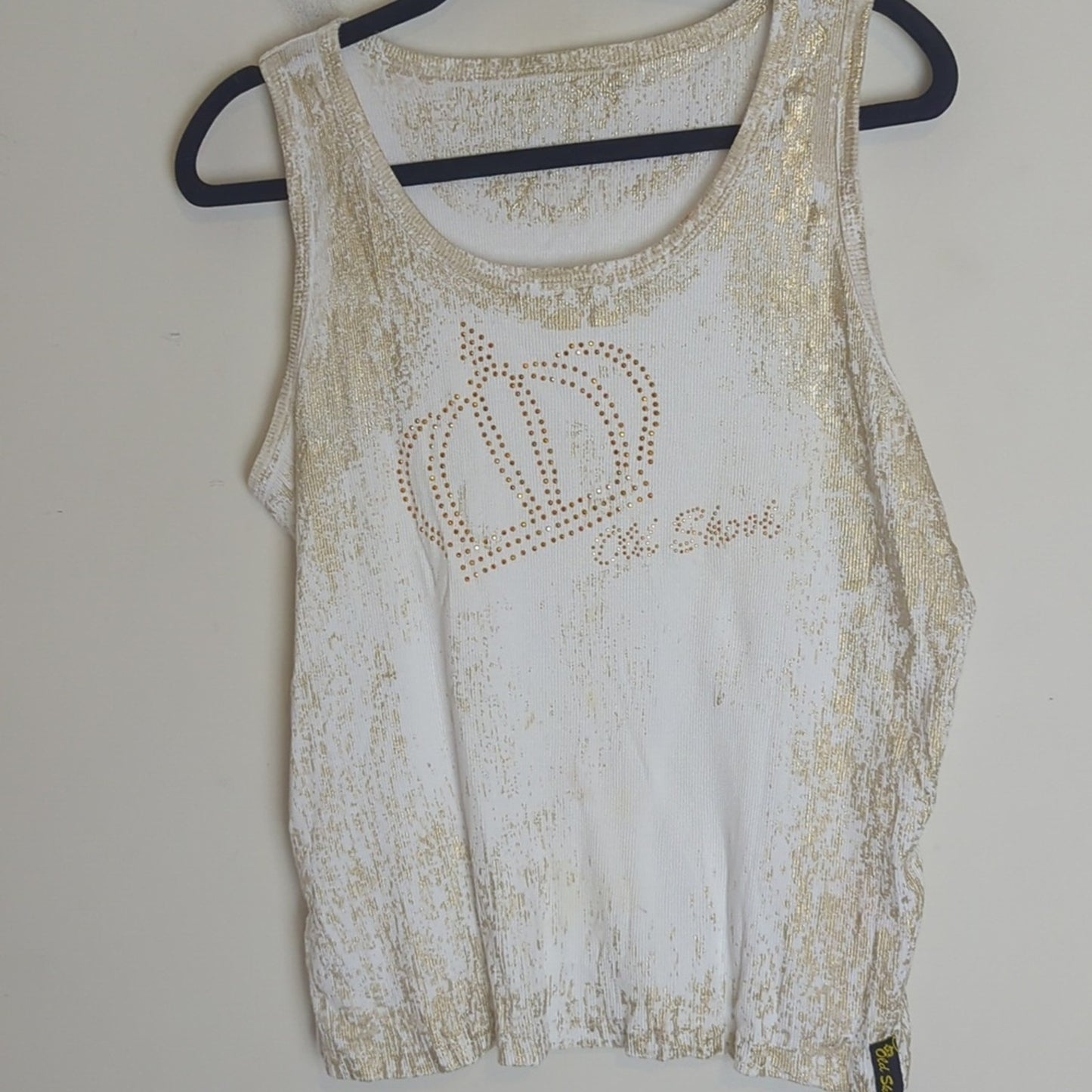 Y2K Old Skool Tank With Beaded Crown Women's XL