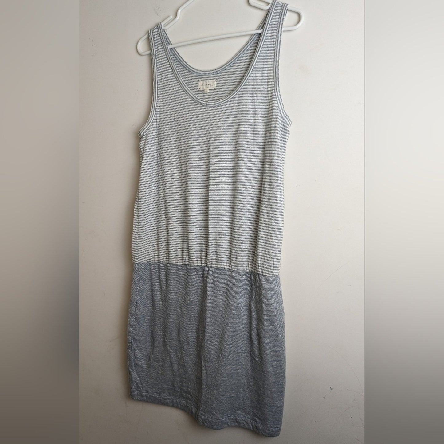 Linen Blend Slip-on Beachy Midi Sleeveless Dress Women's Medium