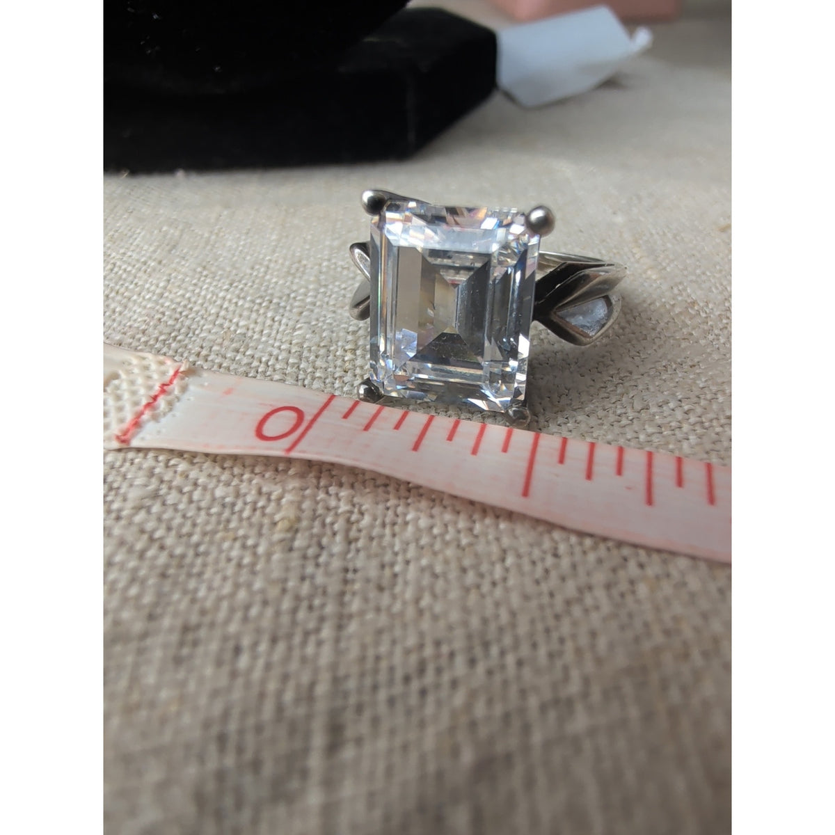 Gorgeous Sterling 925  Emerald Cut CZ Cocktail Ring Size 6