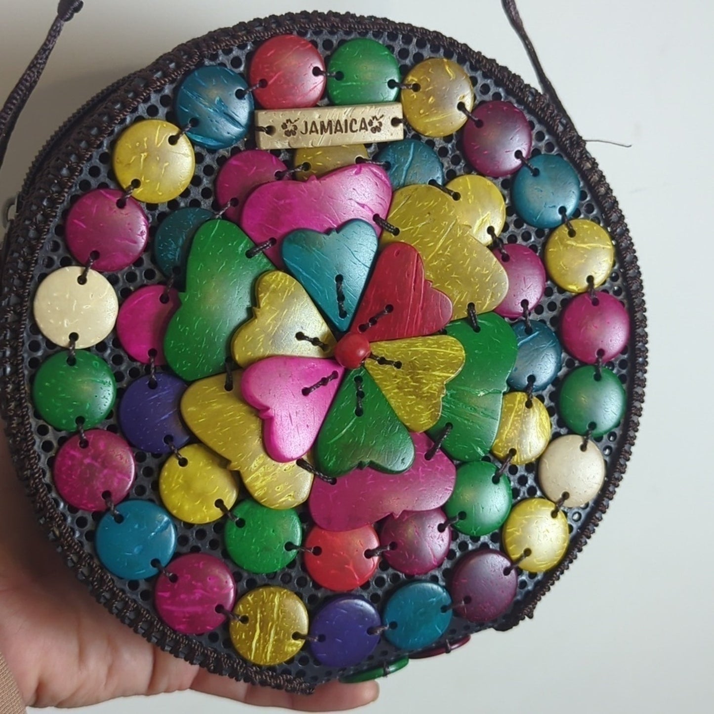 Women's Boho Round Coin Beaded Colorful Crossbody Bag