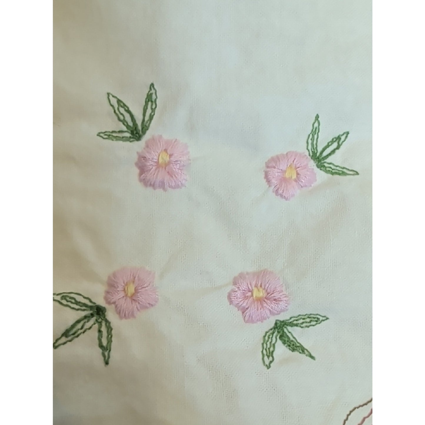 Vintage Cottage Chic Embroidered Valance Pair Romantic Floral Curtain 2 Panels