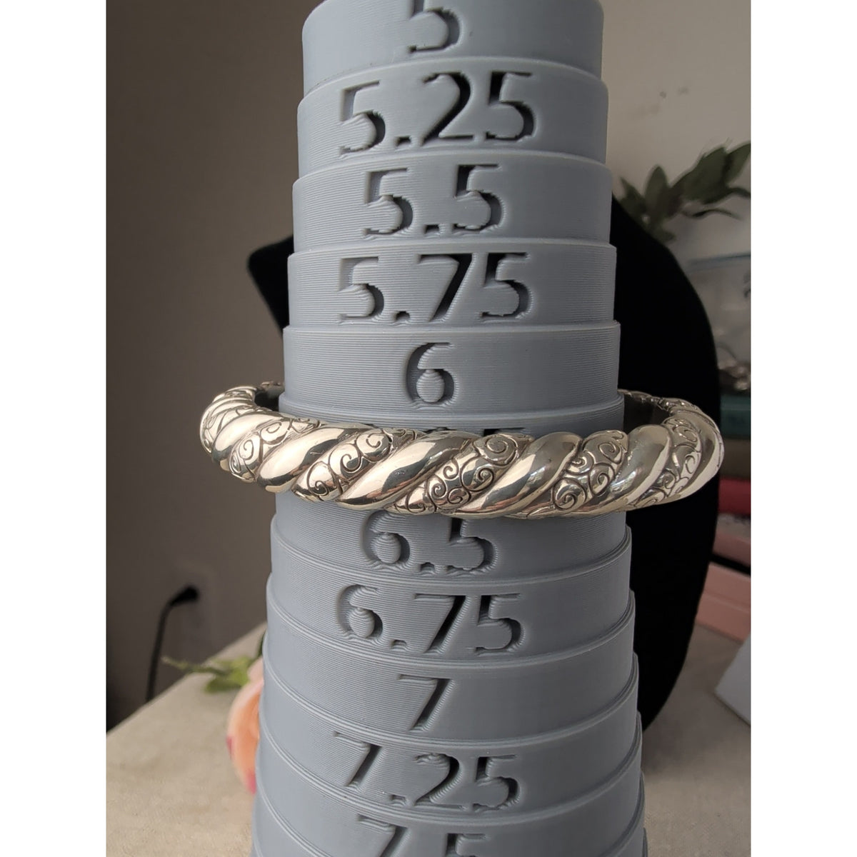 Brighton Twisted Rope Hinged Bangle Bracelet, Silver-Tone Scrollwork Magnetic Closure