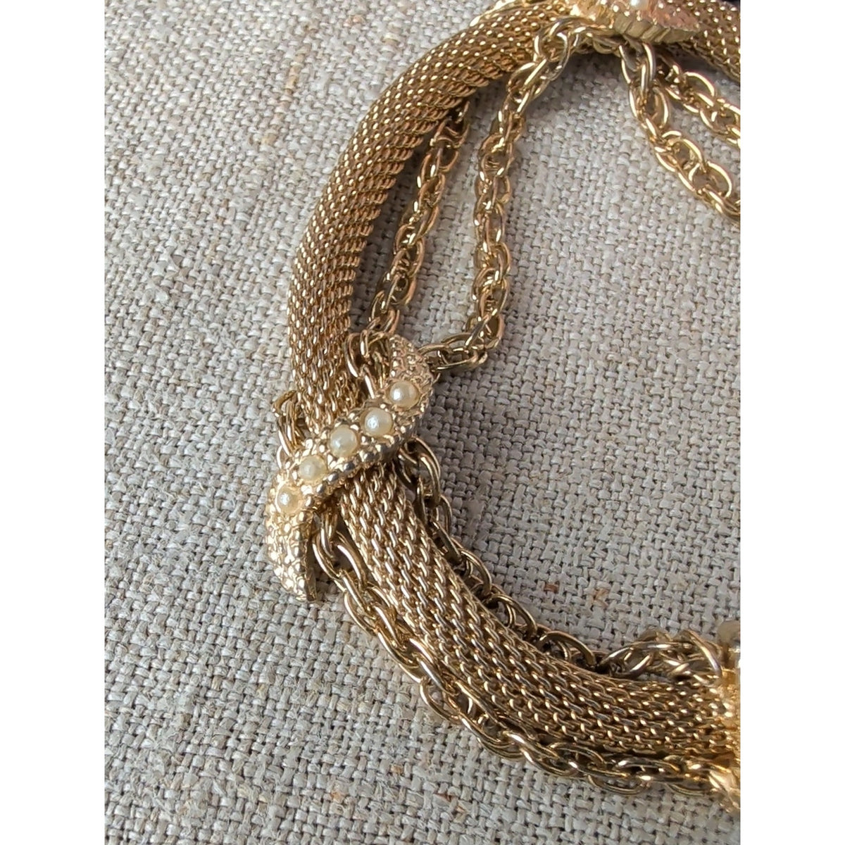 Vintage 1960s Goldette Gold Tone Mesh Bracelet Wide Woven Victorian Revival