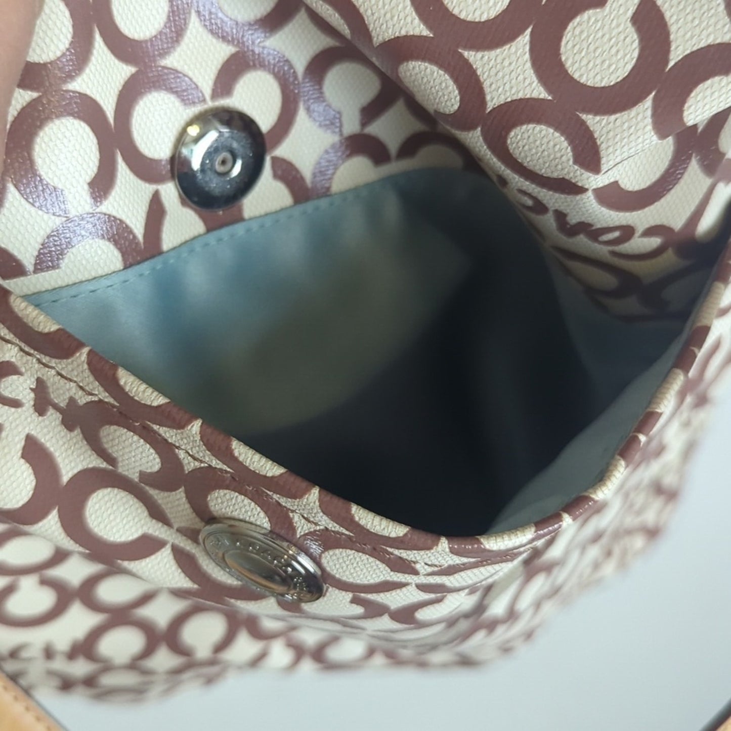 Coach "Leah" Coated Canvas Hobo Large Crossbody Tote Bag Two Bag Charms