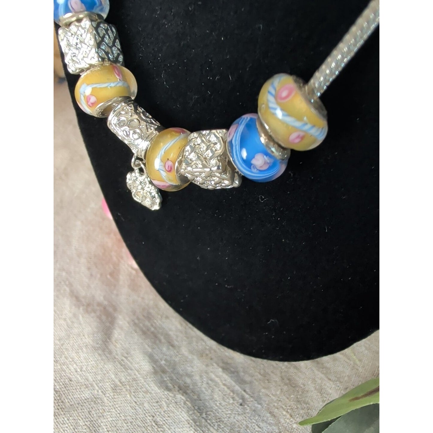 Artisan Lampwork Glass Bead Necklace 925 Sterling Beads European Style Charm