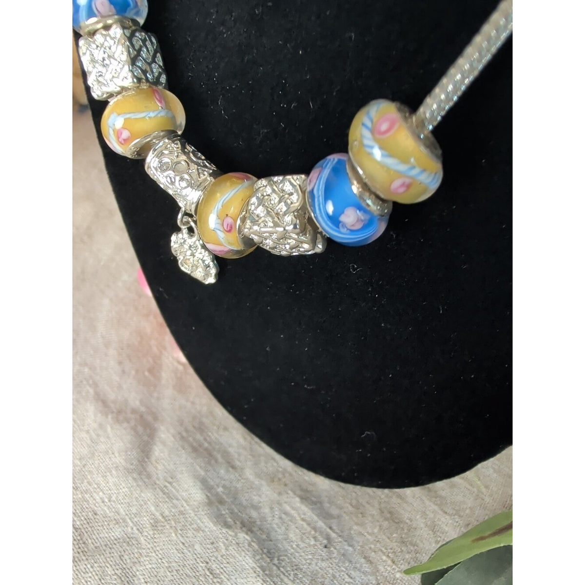 Artisan Lampwork Glass Bead Necklace 925 Sterling Beads European Style Charm