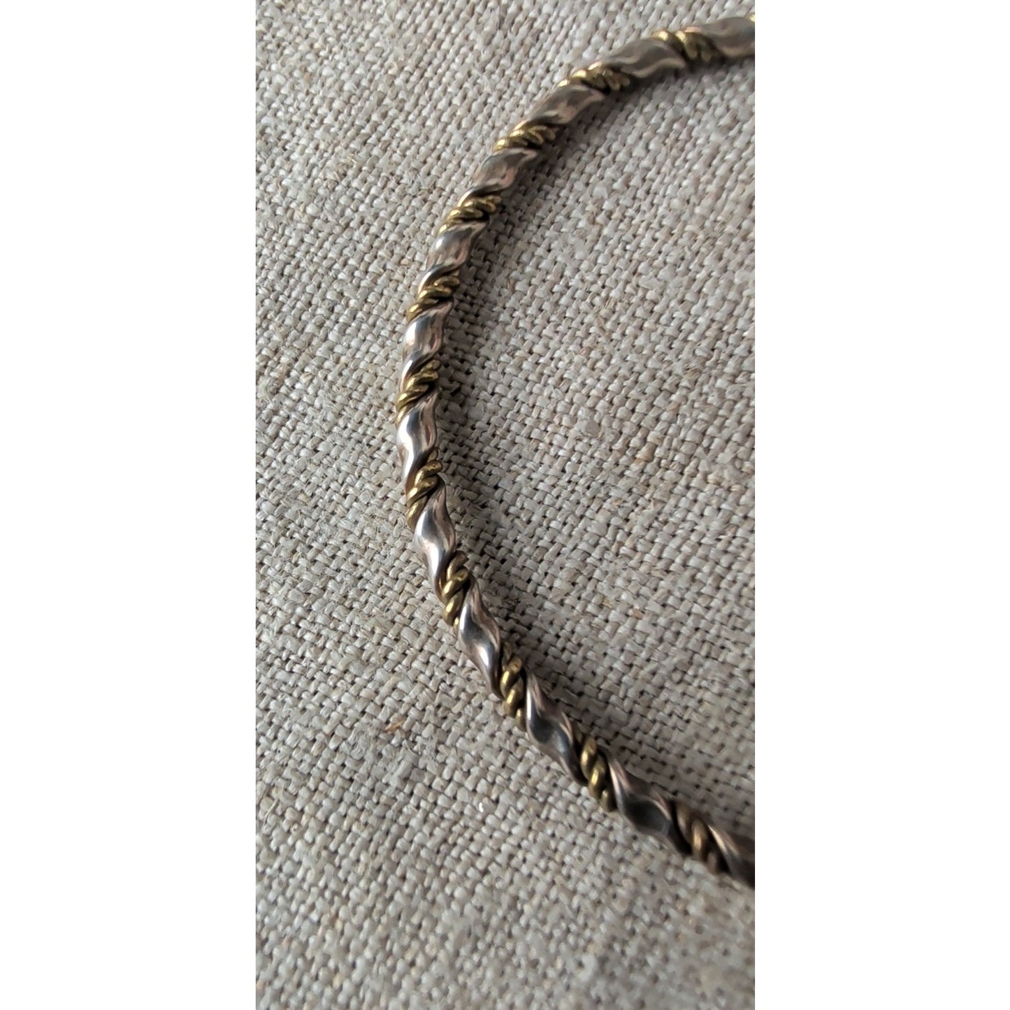 Vintage C&H 925 Sterling Silver Two-Tone Twisted Rope Hoop Earrings