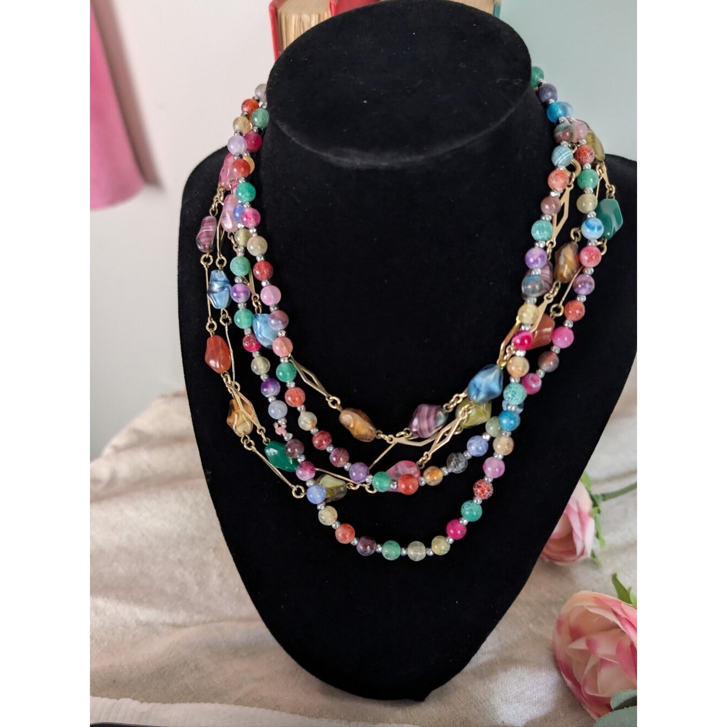 Whimsical Layered Glass Bead Necklaces Fairycore Boho Festival
