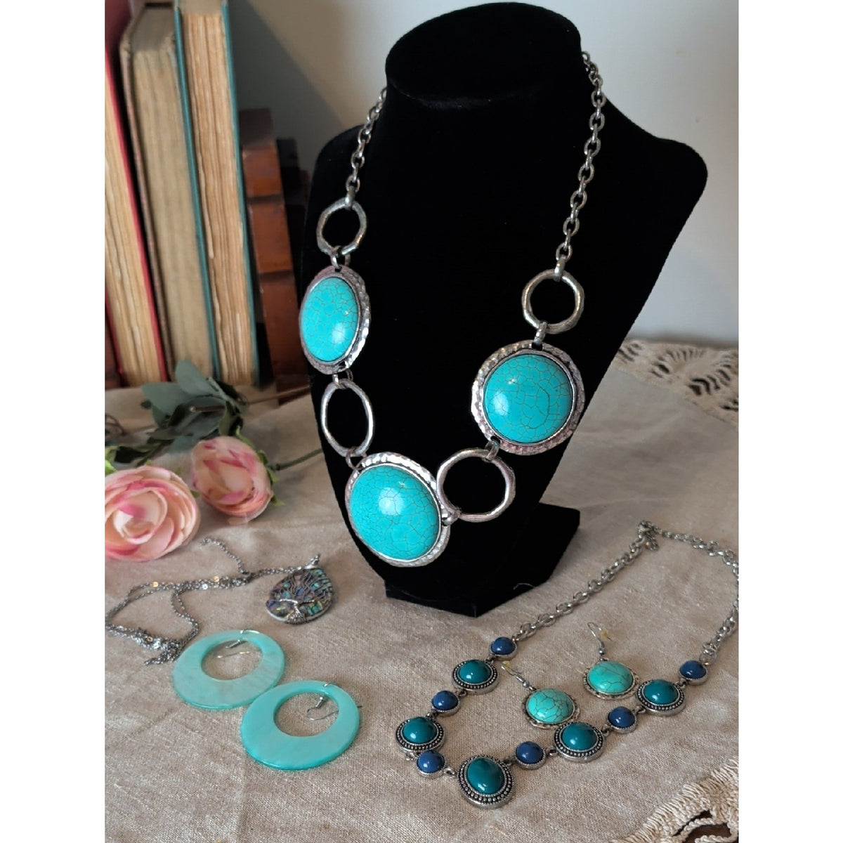 Desert Cowgirl Turquoise Stlye 5 Piece  Jewelry Collection