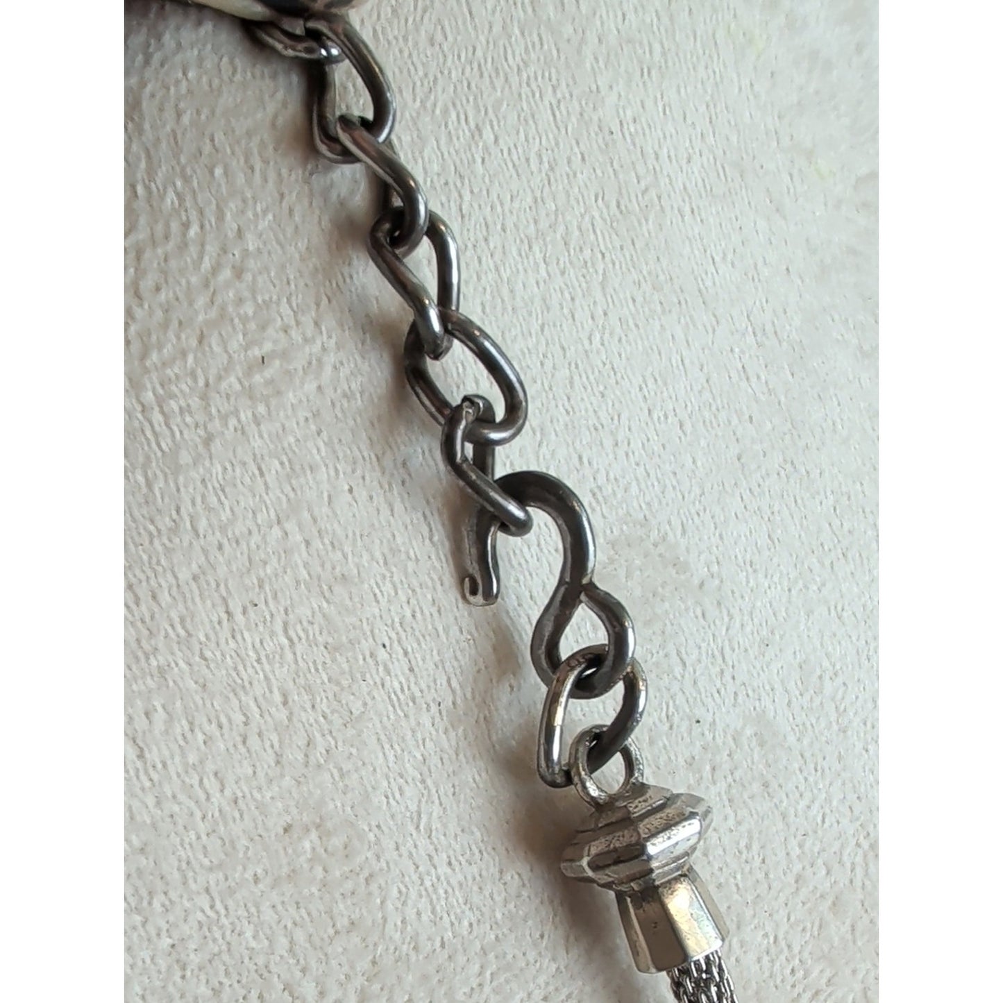 Vintage 80's Industrial Modern Mesh Cable  Necklace Heavy Silver Tone Brutalist