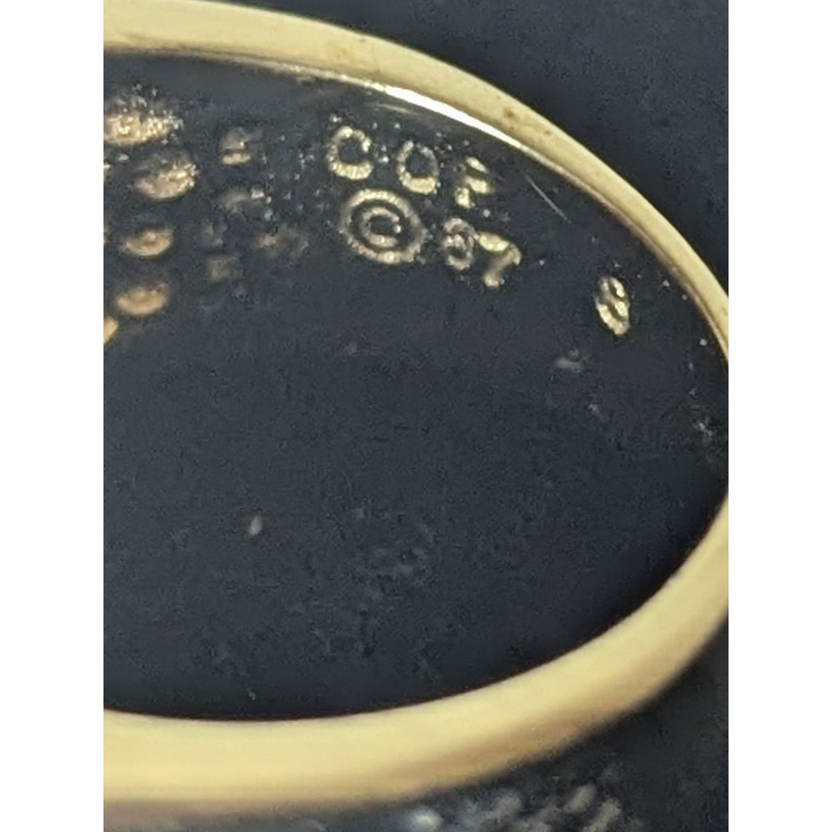 Vintage Castings on Parade Chain Link Ring  Size 7.5 Black Enamel Gold Plated