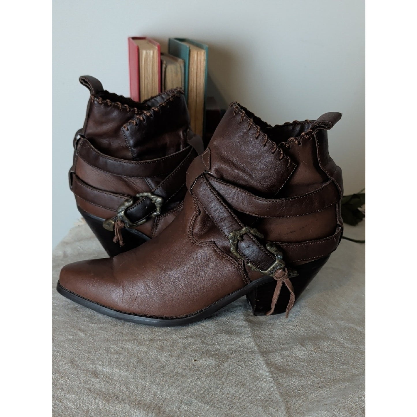 Woodland Fairy Festival Boots Y2K Leather Ankle Boots Size 6