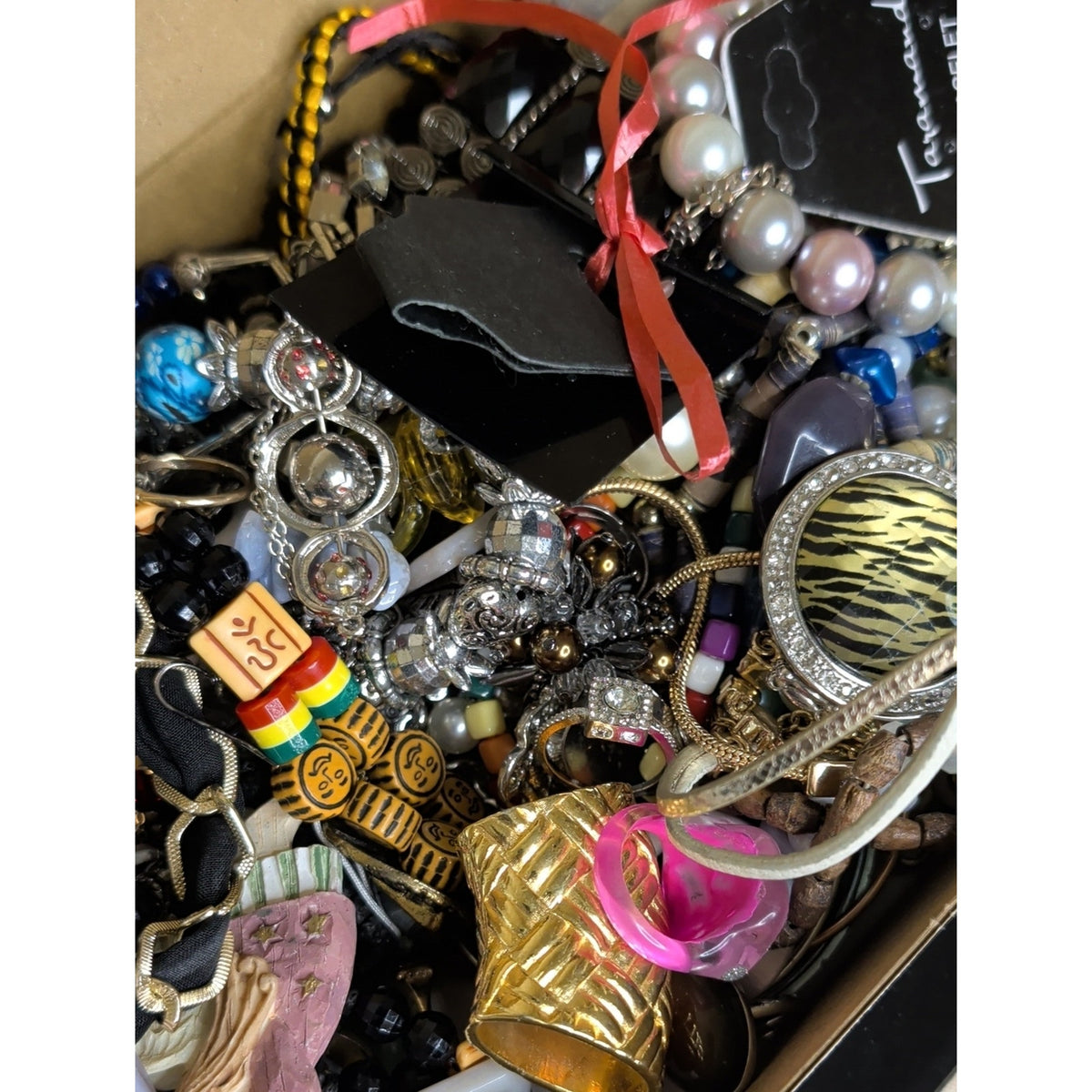 2 Lb Craft Lot Mystery Jewelry Box! Some Wearable! Fun Treasure Hunt!