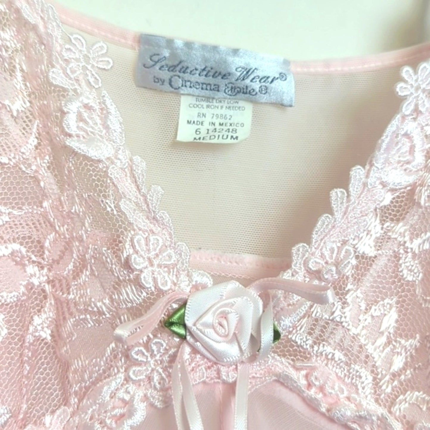 Y2K Vintage Coquette Pink Lace & Embroidered Lingerie Top Women's Size Medium