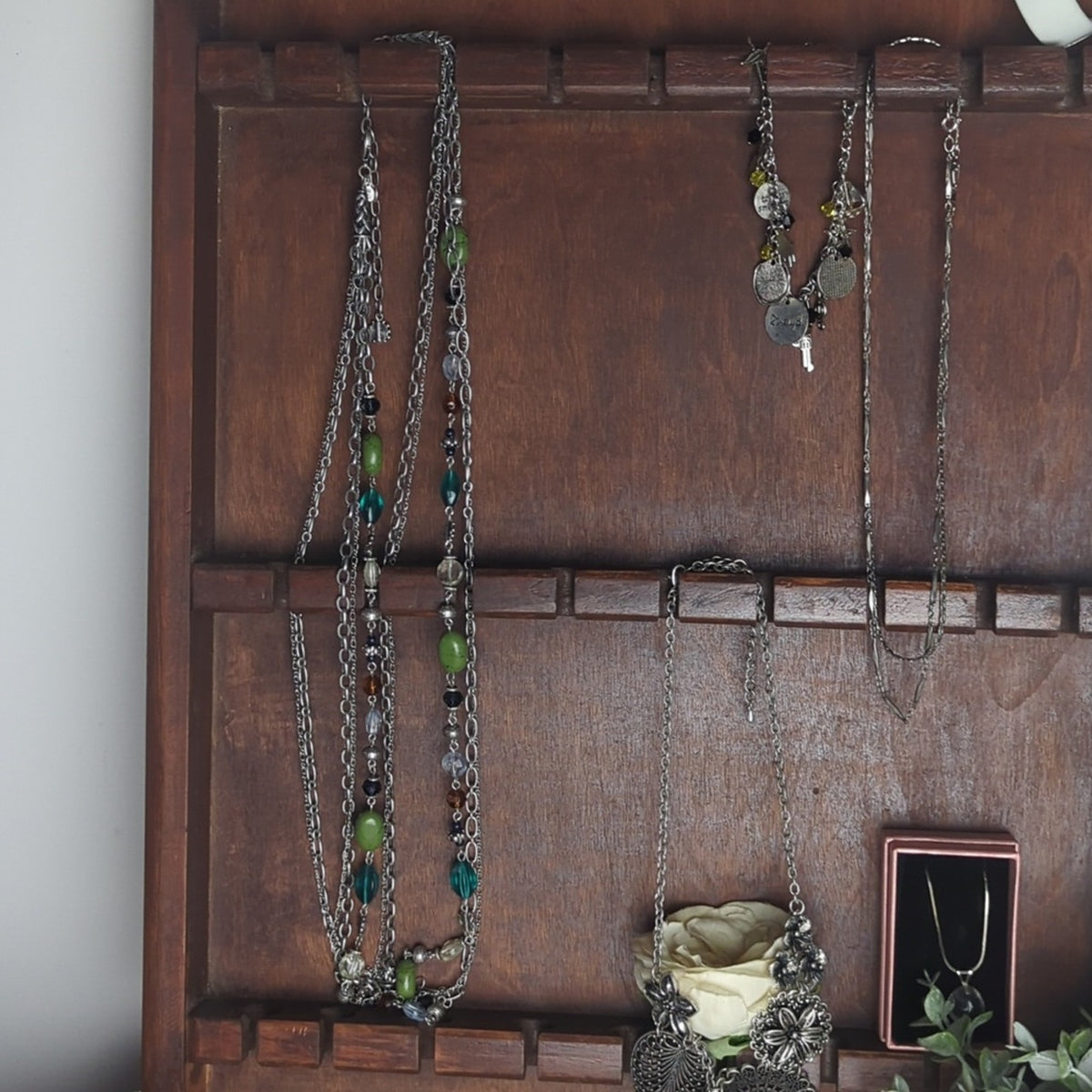 Boho Multi Strand Necklace Green Stone Bead Layered Artisan Style Earth Tone