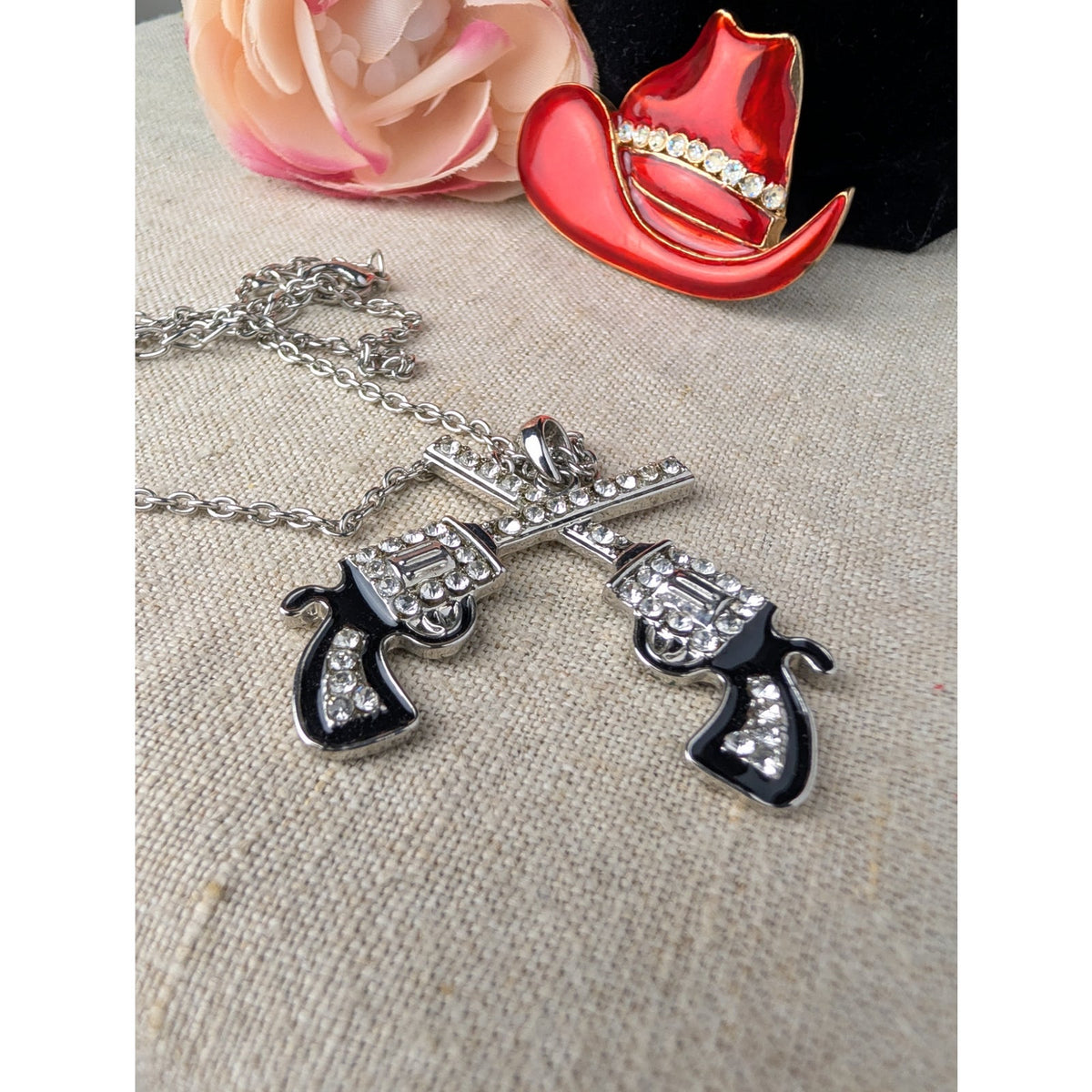 Cowgirl Jewelry Set Necklaces Charms Brooch 80's