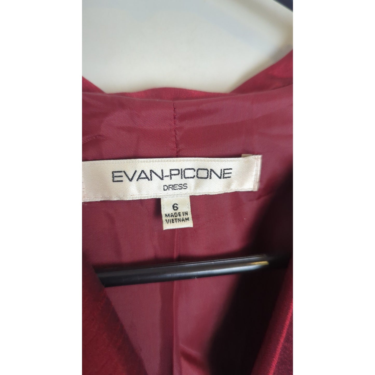 Evan Picone Red Holiday Fit & Flare Dress Belt Faux Wrap Women's 6