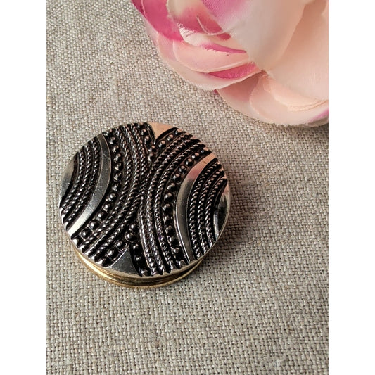 Vintage West Germany Scarf Clip Silver Tone Modernist Textured Statement Jewelry