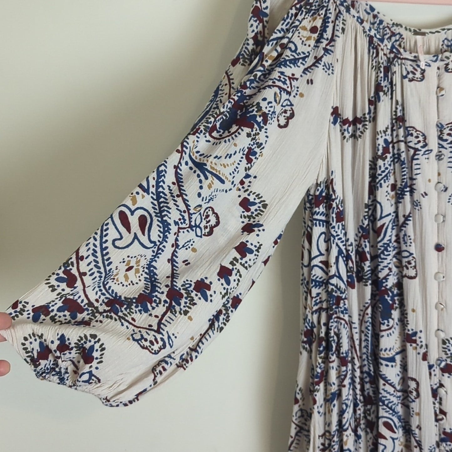 Free People Dress Women’s Size Large Ivory paisley combo Boho Tunic Women Small