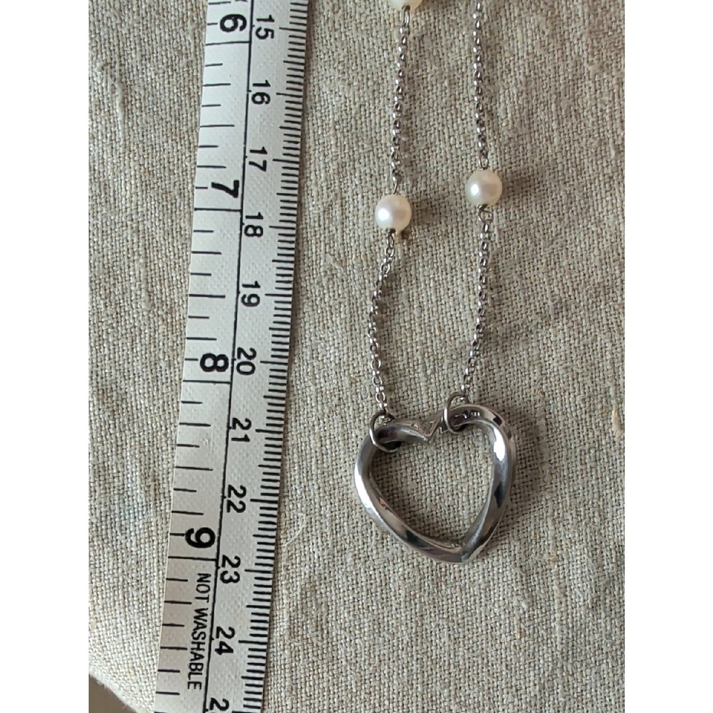 Adina Reyter 925 Sterling Silver Open Heart Pearl Necklace