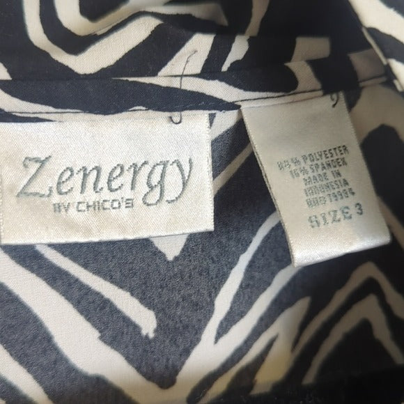 Chico's Energy Zebra Print Chic360 Zipper Front Jacket Women's Large
